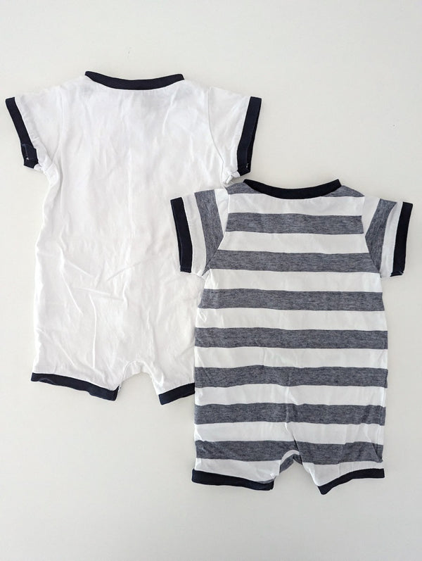 2er Set, Schlaf-Strampler, kurz - H&M, Unisex Gr.62